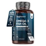 Omega 3 Fish Oil 1000mg - 400 Softgels (1+ Year Supply) - High Strength EPA & DHA - Cod Liver Oil Capsules Alternative - Contaminant-Free Omega 3 Fatty Acids Supplement for Heart, Eyes & Brain (EFSA)