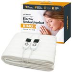 AIRSENZ Fully Fitted King Size Electric Blanket With Dual Controls - Deep Elasticated Skirt - Fits like a Fitted Sheet - 9 Heat Settings - Unique Body and Feet Settings - 12 Hour Timer