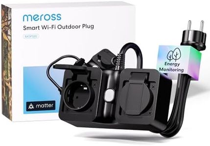 Meross Matter WLAN Steckdose Outdoor mit Strommessung, Smart Steckdose Stromzähler für Balkonkraftwerk Außensteckdose Wasserdicht IP44, funktioniert mit HomeKit, Alexa und Google, 16A 1,5m