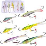 Dr.Fish 6 Pack Ice Fishing Jig Lures Kit Ice Jigging Lures with Glide Wings, Ice Fishing Baits with Treble Hook Winter Balanced Lures Ice Fishing Gear for Crappie Panfish Trout Perch