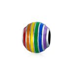 Colorful Enamel .925 Sterling Silver LGBTQ Rights Symbol Rainbow Spacer Charm Bead for Women Teens - Fits European Bracelet