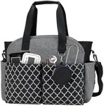 Korolev Nurse Bag for Work, Nurse Tote Bag, Nursing Bag with Multiple Pockets for Nurse and Working Women, Gray-black