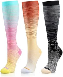Medical Compression Socks for Women and Men 3 Pairs 20-30 mmHg Knee High Christmas Compression Stockings Circulation Best for Running Athletic Nurses (12 Dynamic Stripes, Small-Medium)