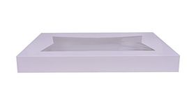 Southern Champion Tray 24253 Paperboard White Window Bakery Box Top, 26-1/2" Length x 18-5/8" Width x 3" Height, Fits Bottom #1190 and #1192 (Case of 50)