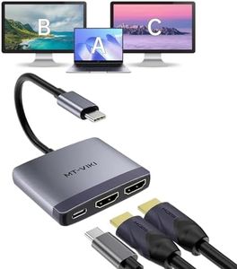 MT-VIKI USB C to Dual HDMI Adapter 4K @60hz, USB C Splitter 1 in 2 Out Display with 65W PD Charger, for MacBook Pro Air, Dell XPS 13/15, etc