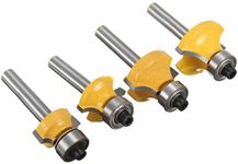 1/4-Inch Shank Roundover Edging Router Bit Set, Woodworking Milling Cutter Tools Corner Rounding Edge-forming Bit Set 1/8", 1/4", 3/8", 1/2" Radius (4 Pack)