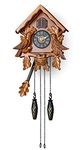 TIMEGEAR Cuckoo Clock with Night Mode, Singing Bird, Wooden Decorations and Swinging Pendulum (Brown)