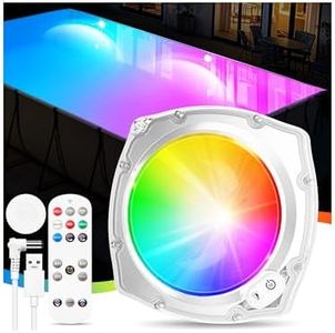 DeeprBetter Lumiere Piscine Hors Sol avec Télécommande, Rechargeable LED Lumiere Piscine Sous l'Eau avec 9 Modes Eclairage Piscine, IP68 Etanche Lumiere Piscine Sans Fil Lampe Piscine pour Spa Bain