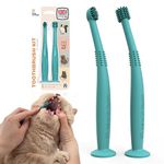 PawInTown Soft Cat Toothbrush Set – Suitable for Dogs – Food Grade Silicone – Kitten/Cat Dental Care, Cat Teeth Cleaning, Pet Care, Cat Necessities, Cat Tooth Brushing Kit – Tropical Teal