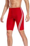 Adoretex Boy's/Men's Splice Athletic Swim Jammer Training Swimsuit (MJ004) - Red/White - 34