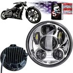 SLK-Lights VT1300 Fury LED Daymaker Chrome Headlight 5 3/4"- Direct Fit - Plug & Play - Compatible Honda VT1300 2010-2022 Honda Fury, Sabre, Interstate, and Stateline (Chrome)