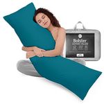 Rohi 4ft6 Full Body Pillow with Teal Pillowcase–Hollowfibre Filling – Orthopaedic 19"x 54" Double Bed Size Long Pillow –Bolster Pillow for Maternity, Back & Neck Support –Side Sleeper pillow