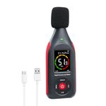 Decibel Meter Data Logger Portable Sound Decibel Meter, Sound Level Meter with 31,000 Data Record & Export, Rechargeable Noise Meter with A/C Frequency DC Output, 3-Color Alarm, Real Time Measurement