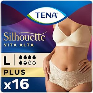 TENA Silhouette, Creme, Vita Alta, Taglia L, Assorbenza Plus, 16 Mutandine