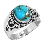 Copper Blue Turquoise Ring 925 Sterling Silver Handmade Jewelry Size 26 (99053_CBT_R128)