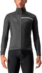 Castelli Men's Squadra Stretch Jacket, Windproof Zip Up Shell with High Collar for Road and Gravel Biking I Cycling - Light Black/Dark Gray - X-Large