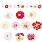 31Pcs Valentine Spring Flowers Watercolor Wood hanging Ornaments With 10 Style Bright and Beautiful Flowers Hanging Ornaments Decorations, Valentine Spring Theme Party Decoration Anniversary or Birthday Wish for Party Decoration