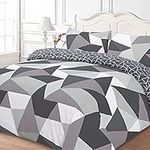 Dreamscene Geometric Shapes Super King Duvet Cover Set with Pillowcases, Soft Comfy Breathable Polycotton, Quilt Covers Bedding Set, Lightweight Non-Fading, Black - 260 x 220cm