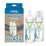 Dr. Brown’s Natural Flow® Anti-Colic Options+™ Narrow Glass Baby Bottles, 2-Pack, 4 oz /120 mL