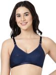 BLOSSOM Womens Woven Cotton Douuble Layered Non Padded Non Wired Moon Shaper Medium Coverage Everyday Bra_Well Support Bra 34 Nb