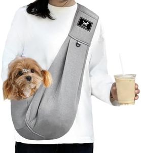 PAWPUBBY Dog & Cat Sling for Small and Medium Pets Up to 15 lbs with Comfortable Adjustable Padded Shoulder, Velcro and Safety Buckle, Breathable Soft Material Carrier (Light Gray, Large)
