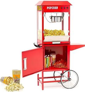 RIEDHOFF Commercial Popcorn Machine with Stand - Professional Cart Popcorn Maker Machine With 8 Oz Kettle Makes Up to 60 Cups, With Lockers for Home Movie Theater Style