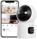 ZOSI 2K Dual-Lens Indoor Camera, C528D Plug-in 360° Views Pan/Tilt Home Security Baby/Pet Dog Monitor, Gesture/One-Touch Calling, Human Motion Tracking, 2.4G/5G Dual-Band WiFi, SD Card & Cloud Storage