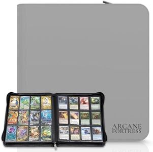 Arcane Fortress Premium MTG Binder: 12 Pocket Card Binder with Zipper - Holds 480 TCG Cards - Side-Loading Leather Trading Card Collection Binder & Album for Magic, TCG, and CCG Card Storage