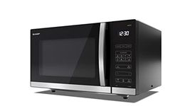 SHARP YC-QS302AU-B 30 Litre 900W Digital FLATBED Microwave, 10 power levels, ECO Mode, defrost function, LED cavity light - Black