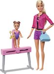 Barbie Gymnastics Coach Dolls & Playset with Coach Doll, Student Small Doll & Balance Beam with Clip & Sliding Mechanism