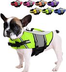 Queenmore Dog Life Jacket Small Float Vests for Swimming Boating Kayaking Mediumn Puppy Dogs Cats Neoprene Life Preserver Pet Water Lifesaver Lightweight Reflective Green,M