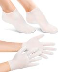 BLATOWN 2 Pairs Silicone Moisturizing Glove Socks Set, Anti Slip Soft Spa Gel Socks Softening Feet Dry Cracked Skin, Women Spa Pedicure Socks for Foot Hand Softening, Foot Care After Pedicure (White)