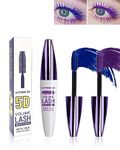 2PCS 5D Blue Purple Mascara for Eyelashes, Waterproof Long Lasting Colored Mascara Liquid Lash Extensions, Smudge-Proof Volumizing Lengthening Curling Non-clump Color Tubing Mascara Women Makeup Gift