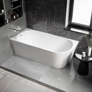 BERNSTEIN Eck-Badewanne aus Sanitäracryl Wanne mit Doppelwandiger Konstruktion 170 x 80 x 58 cm - 5 Jahre Garantie - Standbadewanne Nora Corner in Weiß glänzend, Acryl-Wanne Einbau Links