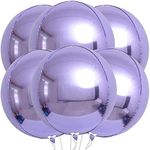 KatchOn, Big Purple Foil Balloons - 22 Inch, Pack of 6 | 360 Degree 4D Metallic Purple Balloons | Lavender Metallic Balloons for Lavender Party Decorations | Purple Mylar Balloons Party Decorations