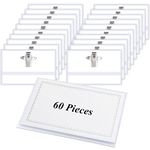 Jogoico Name Badges with Clip and Pin, 60PCS Name Tag 9 x 5.6 cm Name Badge Holder Plastic ID Name Badge Clear Badges Horizontal ID Card Holders for Office School Conference