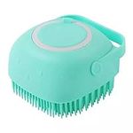 Dog Bath Brush Soft Silicone Dog Shampoo Brush | Pet Shampoo Massage Dispenser Grooming Shower Brush Bath Shampoo Massage Dispenser Shower Brush for Short Long-Haired Dogs and Cats (Blue)