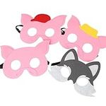 3 Little Pigs & Big Bad Wolf Masks Costume for Kids, 4pcs Felt Half Face Masks, Perfect for Toddlers Costume Parties