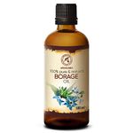 Borage Seed Oil 100 ml - 100% Pure & Natural - Borago Officinalis Seed Oil - Great Benefits for Skin - Hair - Face - Body Care - Glass Bottle - Oils Borage