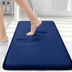 Smiry Memory Foam Bath Mat 30" x 20", Extra Soft Absorbent Bathroom Rugs Non Slip Bath Rug Runner for Shower Bathroom Floors, Navy Blue