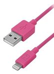 iHome Soft Touch Lightning Cable for 8 pin Soft Touch Lightning - Pink - 5'