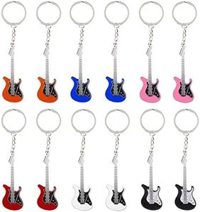 SING F LTD 12PCS Electric Guitar Keychains Keyrings Pendant Charm Decoration Key Holders for Handbag Phone Purse Car Key Accessory Blue White Black Orange Pink Red