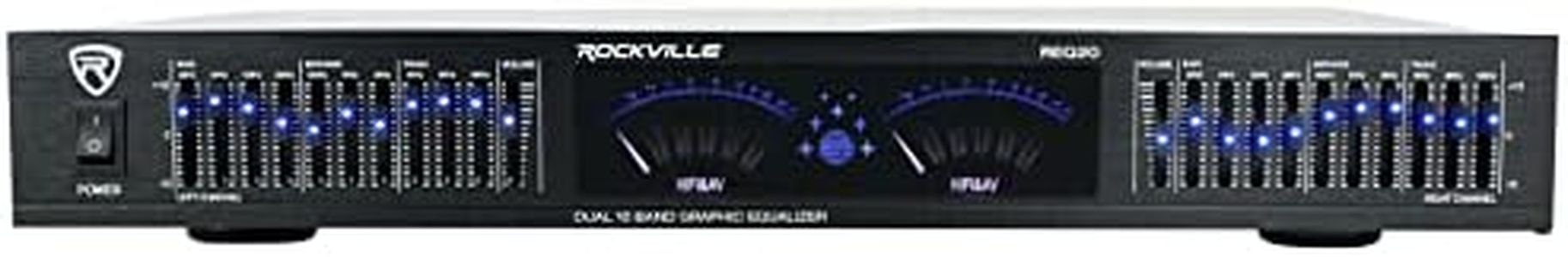 Rockville REQ20 19" Rack Mount Pro Dual 10 Band Graphic Equalizer EQ w/VU Meters