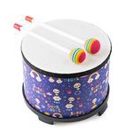 Floor Tom Drums Set: Drum Percussion Music Instrument with 2 Mallets - Preschool Montessori Floor Drum (Rainbow 8 inch)