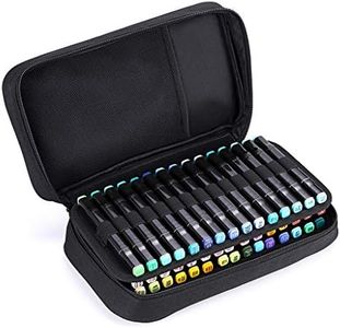 BTSKY Art Marker Carrying Case Lipstick Organizer-60 Slots Canvas Zippered Markers Storage for Touch Spectrum Noir Paint Sharpie Markers, Empty Wallet Only (Black)