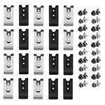 Wzttdm 20 Pcs Buckle Spring Hook Belt Clip Holster Sheath Belt Clip Metal Mini Double Holes Belt Clip with 20 Pairs Rivets for Pouches Belt Bag Leather Crafts DIY (Black and Silver), Black and Silver, general
