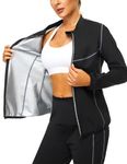 LAZAWG Sweat Sauna Suit for Women Workout Long Sleeve Slimming Body Shaper Jacket Womens Running Exercise Gym, Black, Small