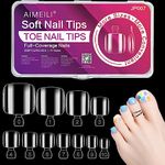 AIMEILI 550 PCS False Toe Nail Tips 11 Size Clear Full Cover Toe Art Nails for Acrylic Toenails Extension with Box