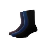 Van Heusen Mens Cotton Full Length Socks (Pack of 3) Brown, Navy, Black