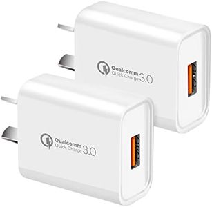 HEYMIX QC 3.0 Charger, 18W Quick Fast USB Wall Charger (2-Pack) AU USB Plug SAA Certificated for Wireless Charger Adapter, Fast Charging Plugs Compatible Samsung Galaxy S21 S10 M31, iPhone, iPad, White